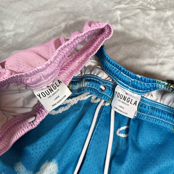 Bundle Of 2 YoungLA Mesh Shorts Mens Large 4.5” Floral Beach Graphic Gym - Picture 5 of 11